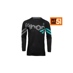 Thor Junior Pulse Cube bluza koszulka cross enduro czarny/szary/miętowy Hit sprzedaży