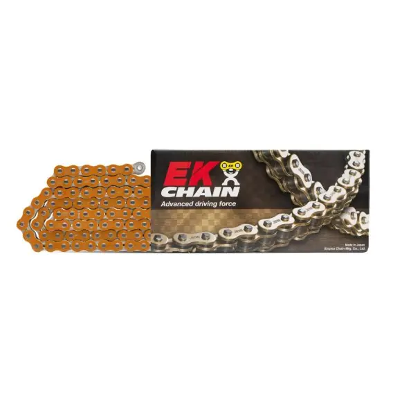 Kup teraz EK ŁAŃCUCH NAPĘDOWY EK525MVXZ2 120 QX-RING KOLOR POMARAŃCZOWY (DO 1000CCM) (41,8 KN) (MADE IN JAPAN) (ZAKUWKA)
