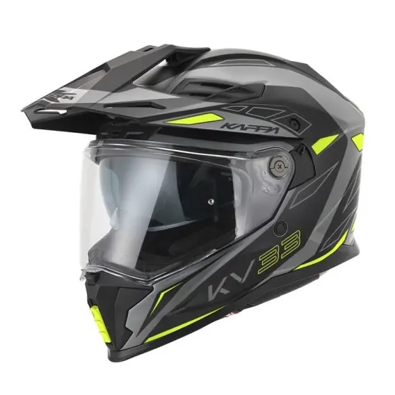 Niska cena KAPPA KASK KV33 GRAPHIC WIZZARD ENDURO DUAL OFF ROAD Z SZYBĄ I BLENDĄ KOLOR CZARNY SZARY ŻÓŁTY FLUO MATT ROZMIAR 61 / XL (HOMOLO