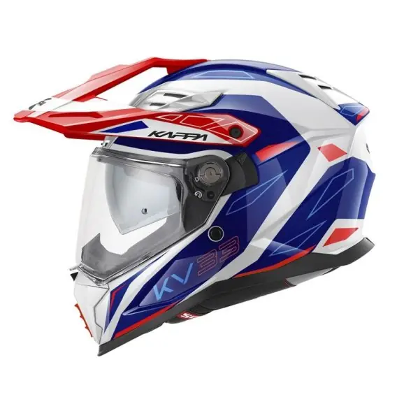 KAPPA KASK KV33 GRAPHIC WIZZARD ENDURO DUAL OFF ROAD Z SZYBĄ I BLENDĄ KOLOR BIAŁY CZERWONY NIEBIESKI ROZMIAR 54 / XS (HOMOLOGACJ Bezpieczne zakupy