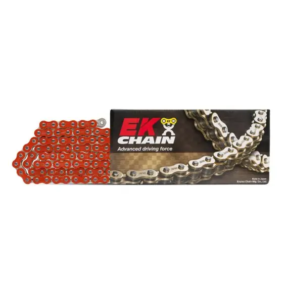Ograniczona ilość EK ŁAŃCUCH NAPĘDOWY EK525MVXZ2 120 QX-RING KOLOR CZERWONY (DO 1000CCM) (41,8KN) (MADE IN JAPAN) (ZAKUWKA)
