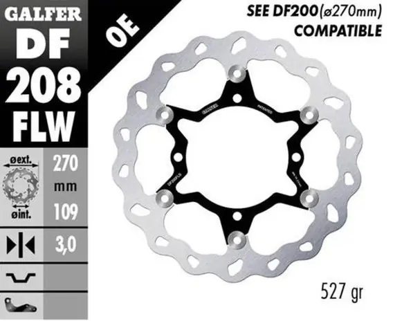 Bestseller GALFER TARCZA HAMULCOWA PRZÓD KAWASAKI KX 250F ‘15-‘23; KX 450F ‘15-‘23 (WAVE FLOATING) (270X109X3MM)