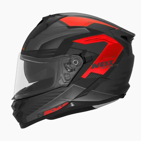 Bestseller NOX PROMOCJA KASK INTEGRALNY (FULL FACE) Z BLENDĄ N304S CARVER KOLOR CZARNY/CZERWONY MAT ROZMIAR S