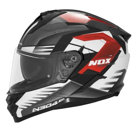 Bestseller NOX PROMOCJA KASK INTEGRALNY (FULL FACE) Z BLENDĄ N304S CARVER KOLOR CZARNY/BIAŁY/CZERWONY ROZMIAR L
