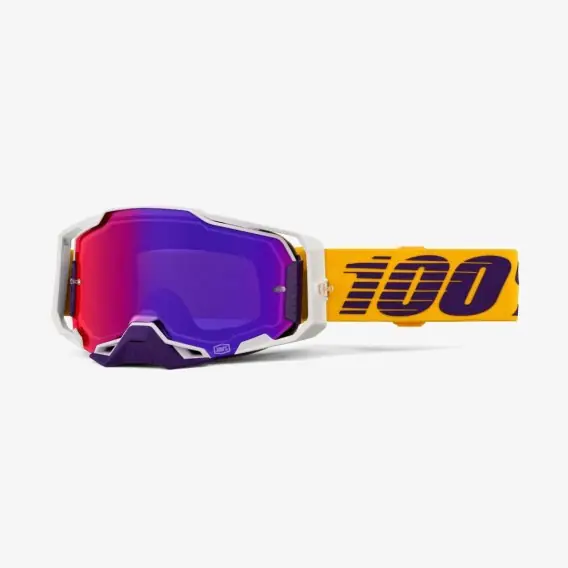 100 PROCENT GOGLE ARMEGA DIFENBAK - PURPLE MIRROR LENS - KOLOR ŻÓŁTY/FIOLETOWY/BIAŁY- SZYBKA FILOETOWE LUSTRO Promocja