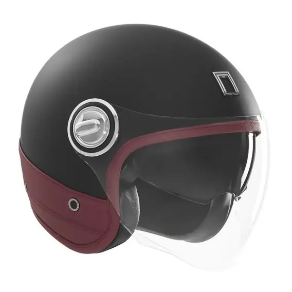 Cena promocyjna NOX PREMIUM KASK OTWARTY JET HERITAGE LEATHER KOLOR CZARNY MAT/CZERWONY ROZMIAR XL