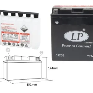 LANDPORT AKUMULATOR YT14B-BS (MA LT14B-BS) 12V 12AH 150X70X145 BEZOBSŁUGOWY - ELEKTROLIT OSOBNO (4) UE2019/1148(190A) Taniej