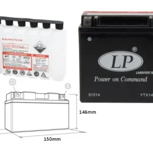 LANDPORT AKUMULATOR YTX14BS (MA LTX14-BS) 12V 12AH 150X87X145 BEZOBSŁUGOWY - ELEKTROLIT OSOBNO (3) UE2019/1148 Do wyczerpania zapasów