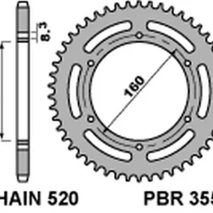 PBR WYPRZEDAZ ZĘBATKA TYLNA ALUMINIOWA (ERGAL) 3552 38 APRILIA ETX 125 ‘84 BMW G310 R ‘16-‘20 (-2) (ŁAŃC. 520) KOLOR SREBRNY (MA Wyjątkowa oferta